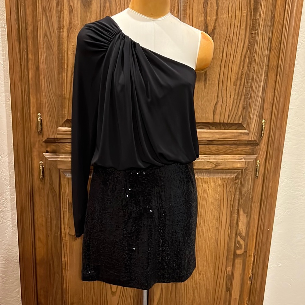 Beautiful Laundry festive black dress.